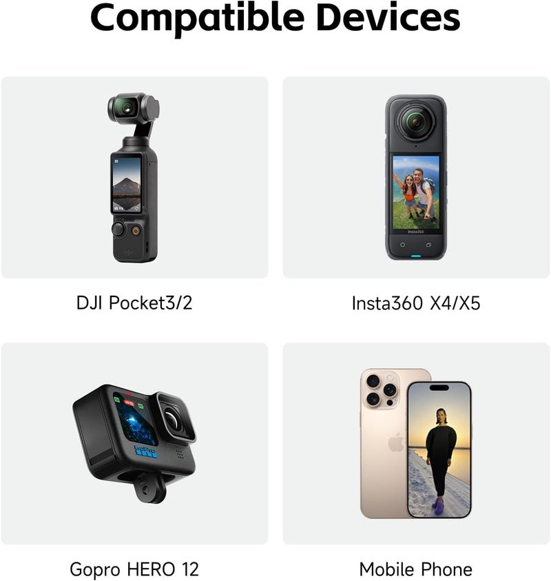 Movmax ذراع الشفرة لجهاز DJI Pocket 3، insta360/Gopro Hero، حامل كاميرا مع كوب شفط مع برغي 1/4، ملحقات DJI Osmo Pocket 3 لحامل السيارة - Image 2